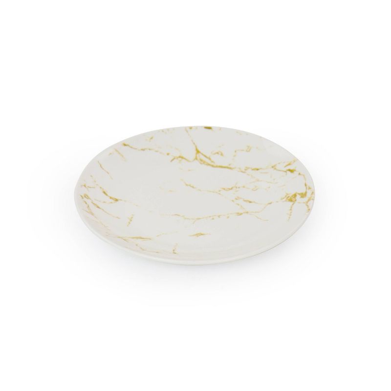 16pc Stoneware Fine Marble Dinnerware Set Gold/White - Elama, 5 of 9