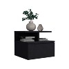 Floating Nightstand 12"H, Wall Mounted with Single Drawer and 2-Tier Shelf, Black - 2 of 4