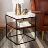 Kya 2 Tier Accent Table - White Marble/Walnut/Black - Safavieh. - image 2 of 4