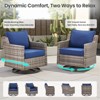 Buenhomino 3PC Patio Furniture Set - Swivel Rocker Chair Bistro Set with Rattan Side Table,Gray Wicker Blue Cushion - 2 of 4
