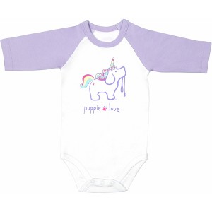 Pavilion Gift Company - Unicorn - 6-12 Months 3/4 Length Purple Sleeve Onesie - Leotards and Bodysuits - 1 of 4