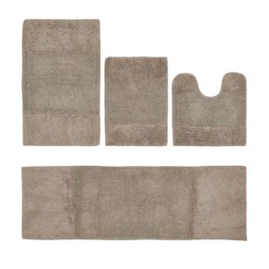Granada 4 Piece Bath Rug Set 100% Premium Cotton Tufted Non-Slip Backing Bathmats for Bathroom, Super Soft Absorbent, Machine Washable - 1 of 4