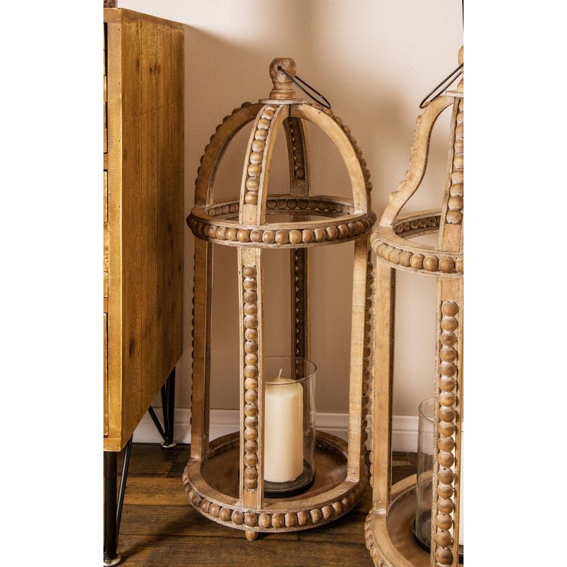 29&#34; x 13&#34; Rustic Glass Cage Style Wood Candle Holder Brown - Olivia &#38; May, 3 of 5