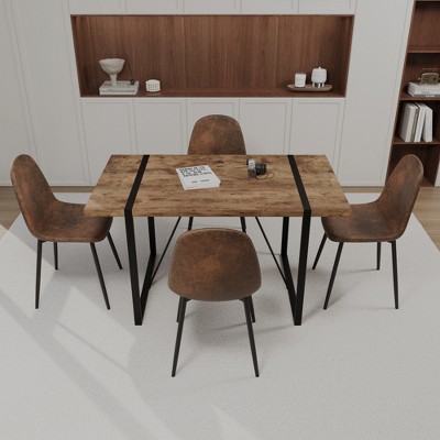 UPHA 5-Piece Dining Table and Chair Set 55" MDF Table