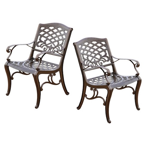 Sarasota Set Of 2 Cast Aluminum Patio Chair Hammered Bronze Christopher Knight Home Target