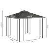 Gulches 10' x 11.5' Metal Patio Gazebo, Double Roof Canopy Shelter with Tree Motifs and Netting for Garden, Lawn, Backyard, Deck (Gray) - 2 of 4