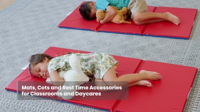 Blue Toddler Stackable Kiddie Cot with Sheet