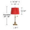 360 Lighting Westbury 36" Tall Skinny Large Traditional End Table Lamp Swing Arm Gold Antique Brass Finish Single Rusty Red Shade Living Room Bedroom - 4 of 4