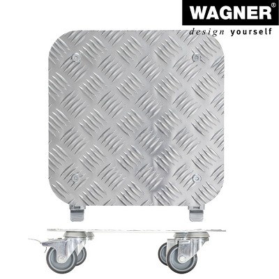 11.4" Silver Diamond-Plated Aluminum Plant Caddy with Locking Casters