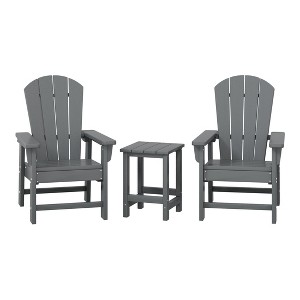 WestinTrends Malibu Kids 3-Piece Outdoor HDPE Adirondack Chairs With Square Side Table Set - 1 of 4