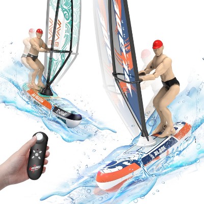 Skirfy RC Kayak Boat for Kids, 2.4 Ghz Remote Control Boat Toy W/Colorful LED Light, Never Capsize for  Summer Outdoor Water Toys