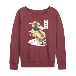 Women's - Avatar: The Last Airbender - Appa Flying Lightweight French Terry Wide Neck Long Sleeve Shirt - 1 of 4