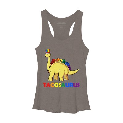 Adult Design By Humans Tacos Dinosaur Tacosaurus Rainbow Pride By JuTrading Racerback Tank Top