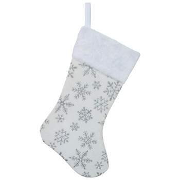 Northlight 19" White and Silver Snowflakes Christmas Stocking
