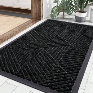 Front Door Outside Entrance Heavy Duty Rubber Doormat Black Trap Dirt Moisture Easy Clean Low Profile Indoor Outdoor - 1 of 4