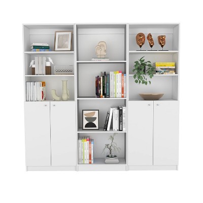 NicBex 3 Piece Bookcase Set Storage Cabinet Bookshelf with 14/15/19 Shelves for Living Room and Bedroom