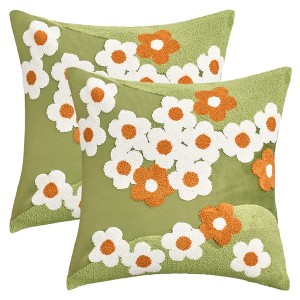 REGALWOVEN Velvet Embroidery Flowers Soft Decorative Farmhouse Pillowcases 2 Pcs - 1 of 4