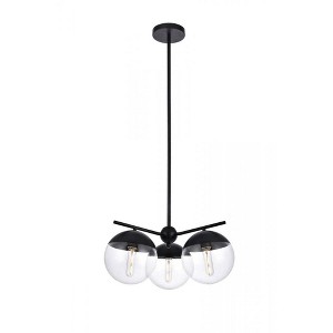 Elegant Lighting Eclipse 3 Lights Black Pendant With Clear Glass - 1 of 4