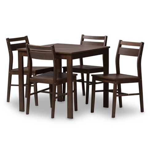 5pc Lovy Modern And Contemporary Walnut Finished Dining Set Dark