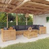 vidaXL Solid Teak Wood Patio Lounge Set with Cushions - 7 Piece Outdoor Furniture Set - Includes Sofa, Chairs, and Table - Easy Assembly - 2 of 4
