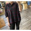 Women's Oversized Plaid Button Down Shirt - entro S - 2 of 4