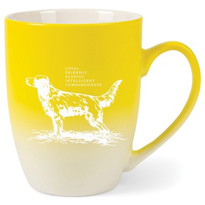 Elanze Designs 12 Ounce Ceramic Decorative Laser Engraved Giftable Novelty Tea Coffee Cup Mug Yellow and White Dog Loyal Friendly Playful Intelligent