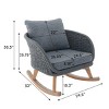 Contemporary Minimalist Set of 2 Wicker Rocking Chairs with Soft Cushions,Durable Wooden Frame for Indoor and Outdoor Spaces - The Pop Home - 3 of 4