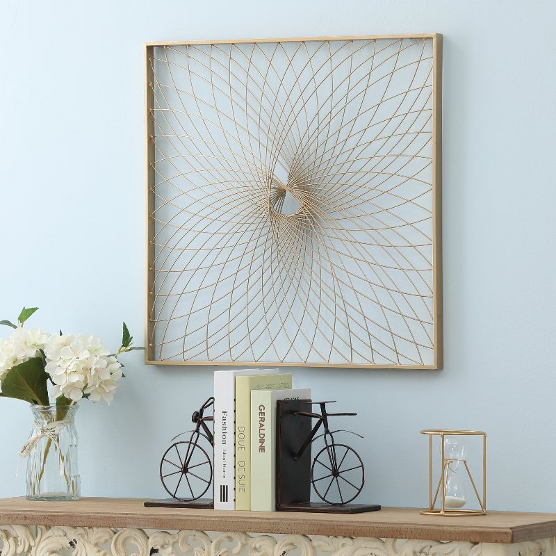 LuxenHome Gold Metal Spiral Flower Square Frame Wall Decor, 3 of 9