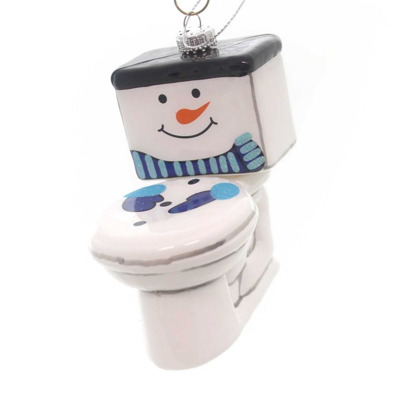 4.0 Inch Frosty The Toilet Snowman John Bathroom Tree Ornaments, 1 of 3