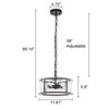 LLHZSY Farmhouse Lantern Ripple Glass Chandelier 3-Lights Metal Hanging Ceiling Pendant Lights in Black-11 4/5" - 3 of 4