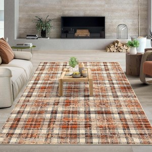 Washable Area Rug Non-Shedding & Easy Care Mat for Kitchen Dining Room Living Room Bedroom Home Decor, Modern Farmhouse Foldable Thin Non Slip Carpet - 1 of 4
