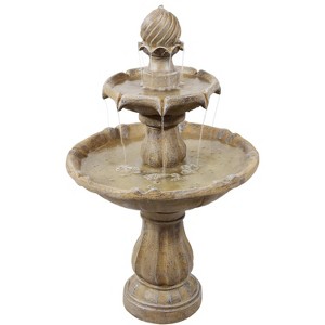 Sunnydaze Outdoor 2-Tier Solar Powered Water Fountain with Battery Backup and Submersible Pump - 35" - 1 of 4