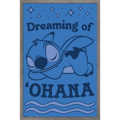 Trends International Disney Lilo and Stitch: Sleep Trends - Dreaming Of 'Ohana Framed Wall Poster Prints Barnwood Framed Version 22.375" x 34"