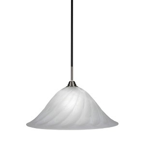 Toltec Lighting Paramount 1 - Light Pendant in  Matte Black/Brushed Nickel with 20" White Alabaster Swirl Shade - 1 of 1