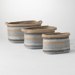 Sullivans Set Of 3 Jute & Polyester Baskets 9"H, 8.5"H & 8"H Brown - 1 of 4