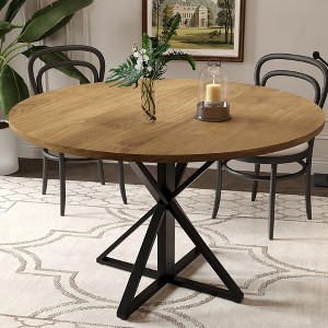 Whizmax 47" Round Dining Table for 4 - Heavy Duty Metal Base, Circle Kitchen Table for Dining Room & Small Space, Black - 1 of 4