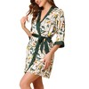 cheibear Womens Satin Floral Lounge Cami Nightgown Sleepwear 4pcs Pajama Sets - 2 of 4