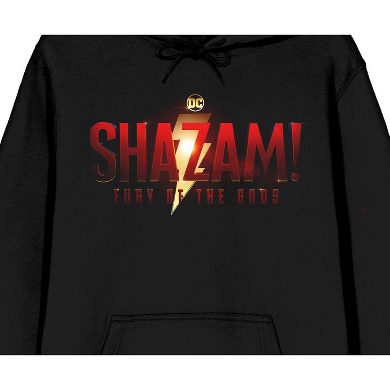 Shazam 2: Fury Of The Gods Logo Long Sleeve Women's Black Hooded Sweatshirt, 2 of 4