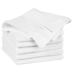 Unique Bargains Reusable Cotton Waffle Weave Drying Absorbent Kitchen Towels 14" x 14" 6 Packs - 1 of 4