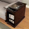 Wood Side Table with Storage Cabinet and Built-In USB Charging Station, Bedside Nightstand for Small Spaces, Living Room or Bedroom-The Pop Home - 2 of 4
