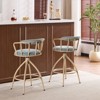 Karl Home Blue Snow Linen Fabric Swivel Bar Stool With Wooden Legs - 4 of 4