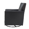 Set of 2 Eva Genuine Leather Swivel Rocker Armchair with Nailhead Trims for Living Room | ARTFUL LIVING DESIGN-BLACK - 3 of 4