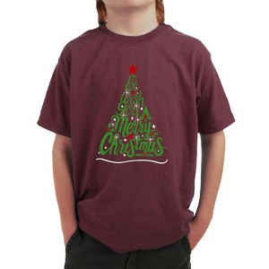LA Pop Art We Wish You A Merry Christmas - Boy's Word Art T-Shirt - 1 of 4