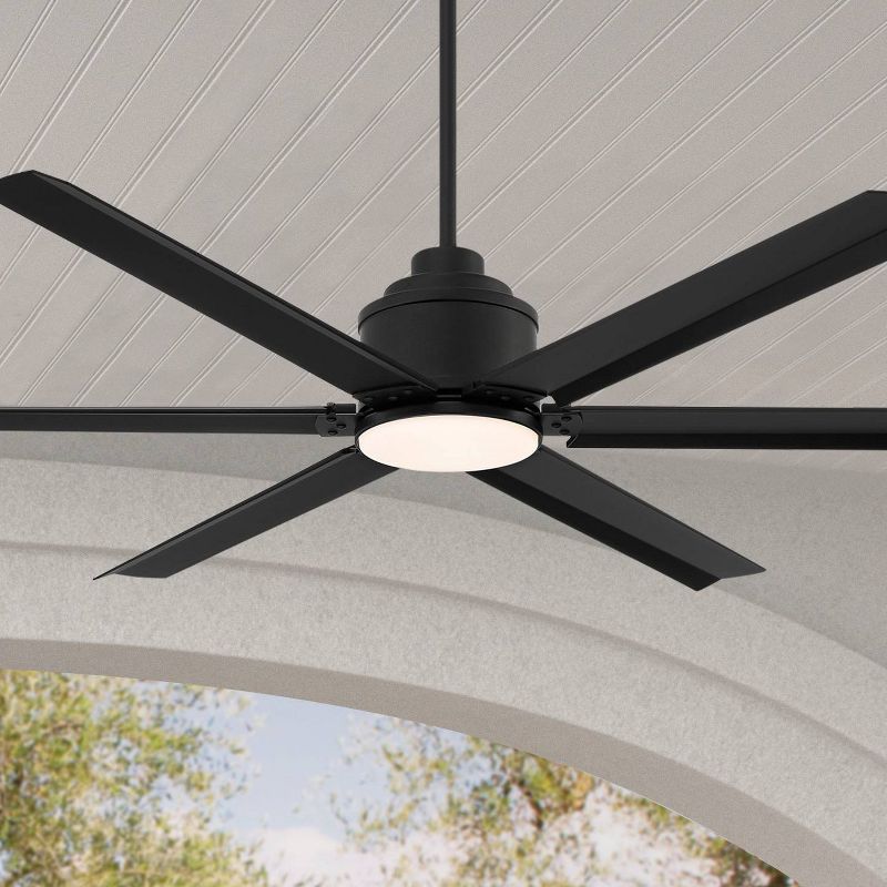 65" Casa Vieja Modern Industrial Outdoor Ceiling Fan with Dimmable LED Light Remote Control Matte Black Wet for Patio Exterior, 2 of 10
