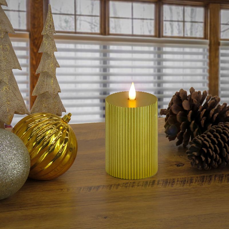 7" HGTV LED Real Motion Flameless Gold Candle Warm White Lights - National Tree Company, 2 of 5