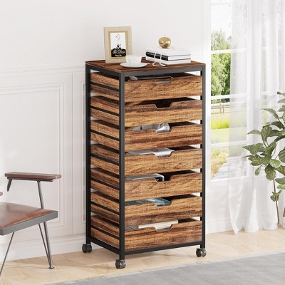 SKRAN 7-Drawer Storage Dresser Cabinet with Wheels Industrial Storage Drawer Organizer Cart,Mobile Drawer for Office, Bedroom, Entryway, Living Room