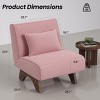 SEVOBAL Modern Upholstered Chair, Corduroy Reading Comfy Single, Robust Build Accent Armless Stripe Chair with Wooden Leg, Pink, 29.53"*31.5"*32.68" - 3 of 4
