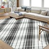 Washable Modern Striped Rug Non Slip Low Pile Rug Soft Throw Floor Cover Foldable Indoor Carpet for Living Room Bedroom Nursery - 2 of 4