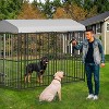 Outdoor Dog Kennel Outside with Roof, Dog Enclosure House Mesh Big Pet Pens Dogs Cage with Waterproof Cover Roof for Large Dog Kennels Pens - 2 of 4