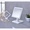 Vynxaria 9.5" Tall Polyresin & Wood Make-Up Mirror on Pedestal - Elegant White Finish - 3 of 4